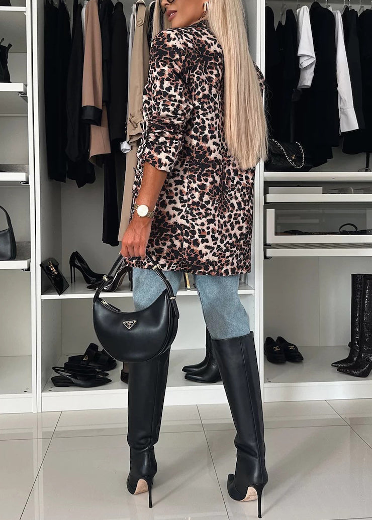 Autumn Fashion Leopard Print Button Suit Coat