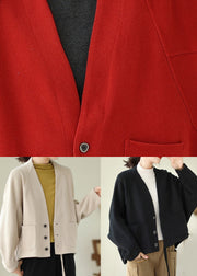 Beautiful Apricot V Neck Pockets Patchwork Warm Fleece Coat Fall