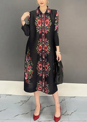 Beautiful Black Peter Pan Collar Print Dresses Fall