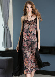 Beautiful Black Sexy Patchwork Print Chiffon Summer Dress