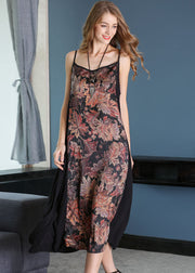 Beautiful Black Sexy Patchwork Print Chiffon Summer Dress