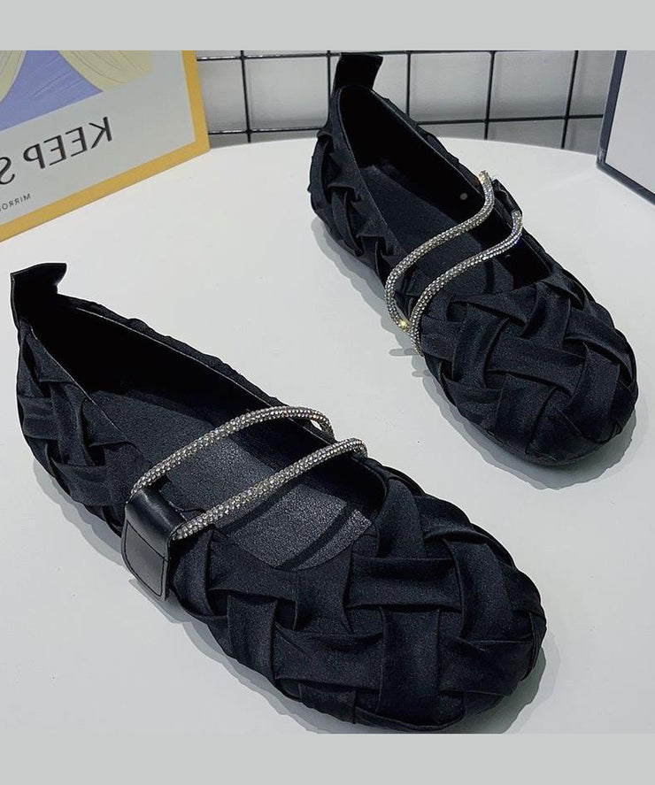 Beautiful Black Wrinkled Comfy Flat Shoes