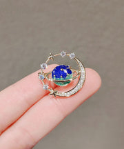 Beautiful Blue Alloy Zircon Planet Brooches