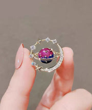 Beautiful Blue Alloy Zircon Planet Brooches