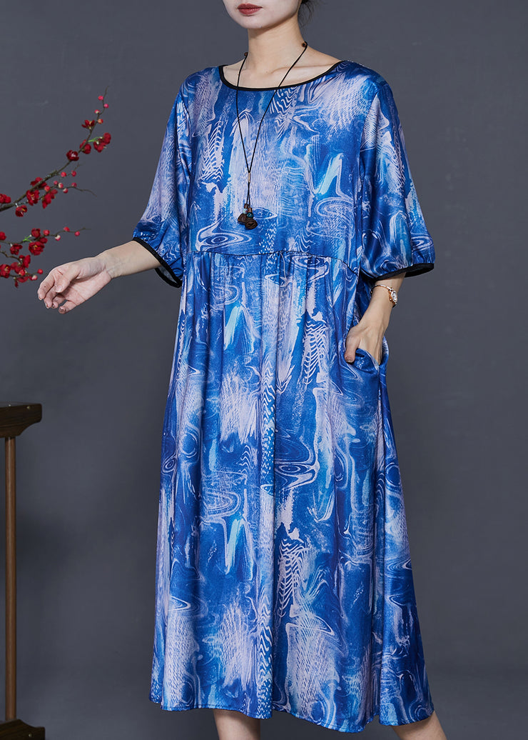 Beautiful Blue Oversized Tie Dye Holiday Dress Summer