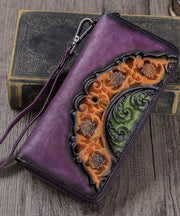 Beautiful Brown Embossed Durable Calf Leather Wallet Purse