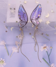 Beautiful Butterfly Wings Tassel Zircon Drop Earrings