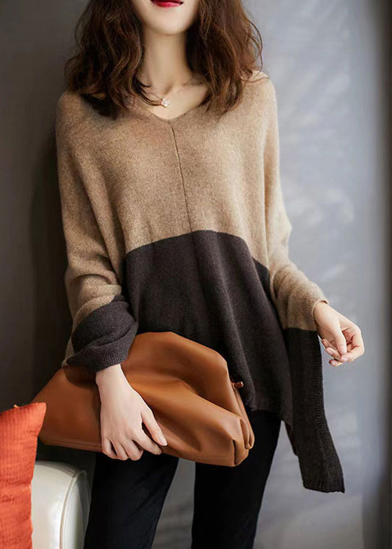 Beautiful Camel Colour Patchwork Woolen Batwing Coat Long Sleeve