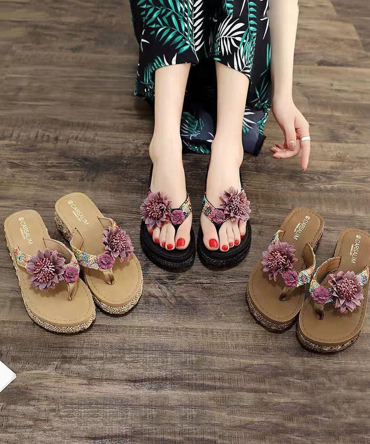 Beautiful Coffee Floral Holiday Thong Sandals