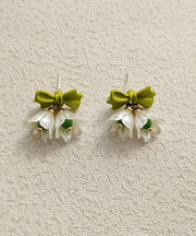 Beautiful Colorblock Alloy Resin Bow Floral Stud Earrings