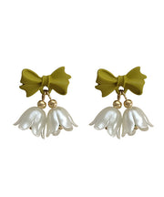 Beautiful Colorblock Alloy Resin Bow Floral Stud Earrings