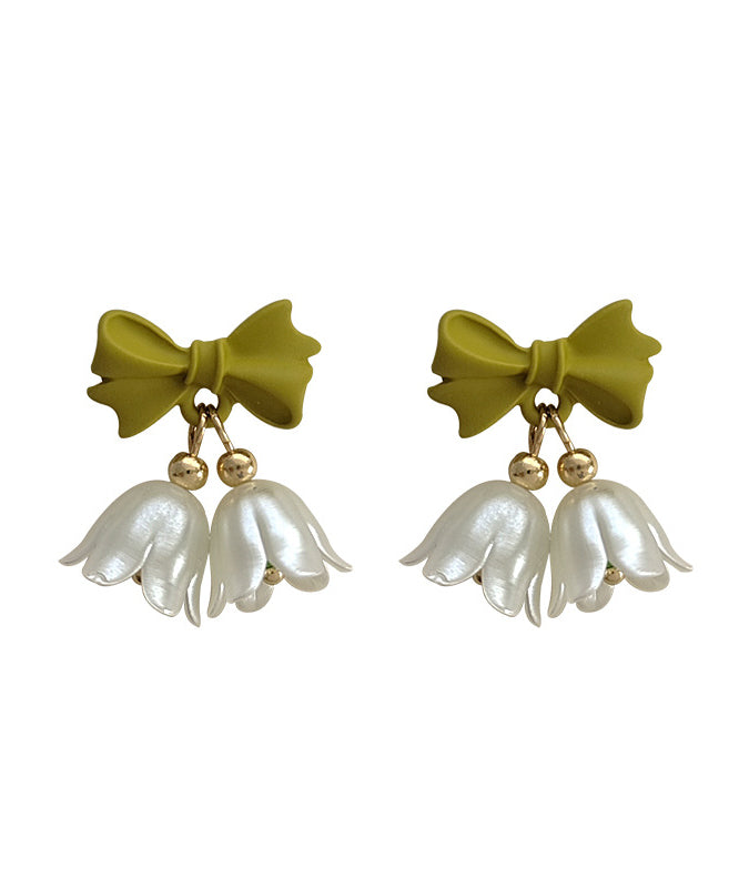 Beautiful Colorblock Alloy Resin Bow Floral Stud Earrings