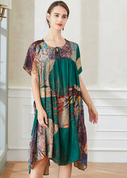 Beautiful Colorblock Asymmetrical Patchwork Tie Dye Chiffon Dresses Summer