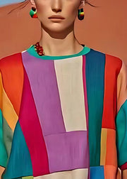 Beautiful Colorblock Oversized Patchwork Linen Tank Summer