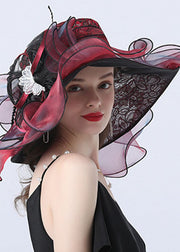 Beautiful Dark Blue Floral Hollow Out Organza Cloche Hat