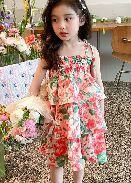 Beautiful Floral Patchwork Cotton Baby Girls Beach Vacation Dresses Sleeveless