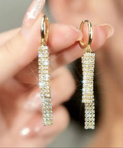 Beautiful Gold Copper Overgild 14K Gold Zircon Crystal Drop Earrings