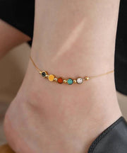 Beautiful Gold Sterling Silver Overgild Smiling Face Ankle Bracelet