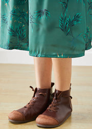 Beautiful Green Embroideried Bow Silk A Line Skirt Fall