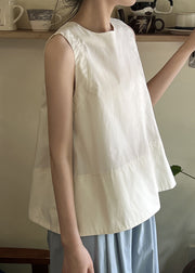 Beautiful Green O Neck Cotton Tops Sleeveless