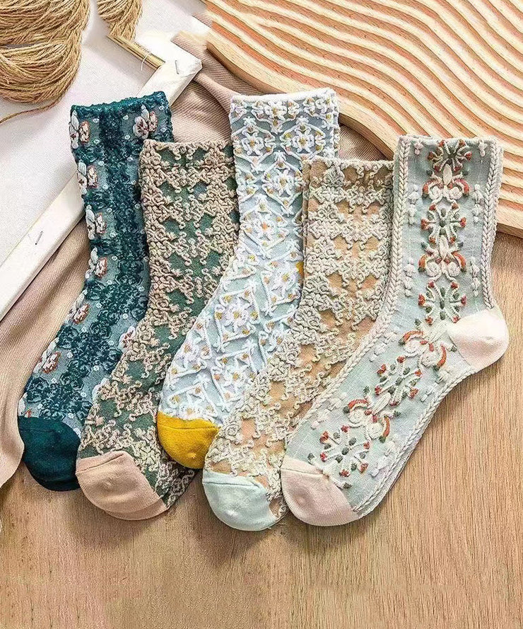 Beautiful Jacquard Comfortable Cotton Mid Calf Socks