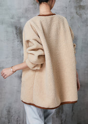 Beautiful Khaki Oversized Warm Faux Fur Teddy Jackets Winter