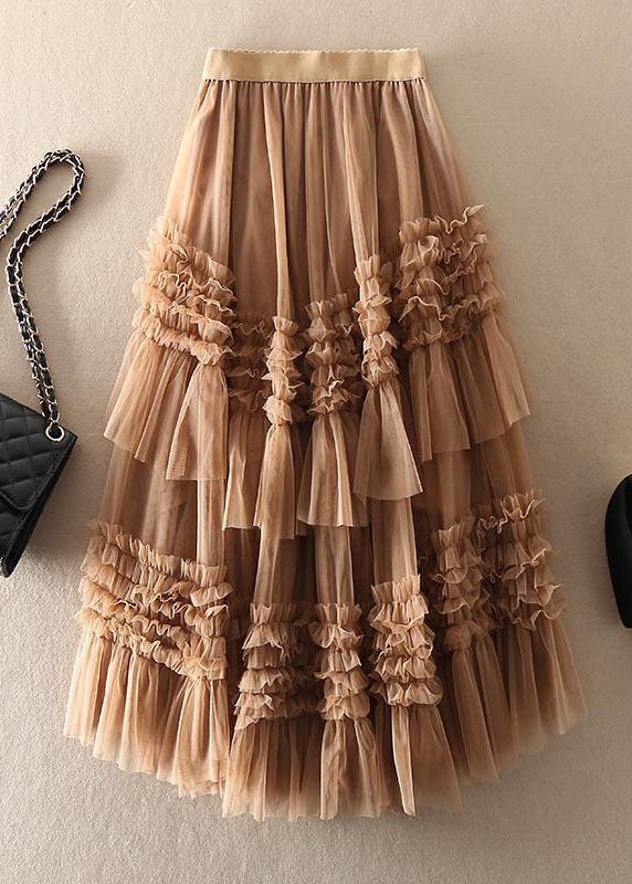 Beautiful Green asymmetrical design Tulle Tiered Fall Skirt