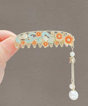 Beautiful Lute Alloy Floral Auspicious Clouds Pearl Tassel Hairpin