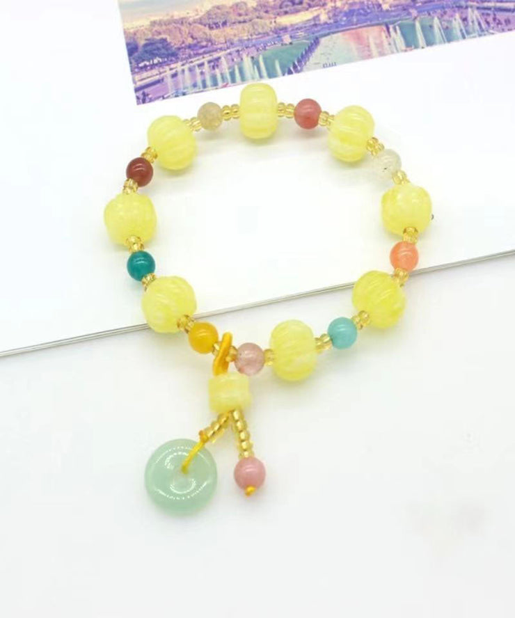 Beautiful Multi Beeswax Crystal Jade Charm Bracelet