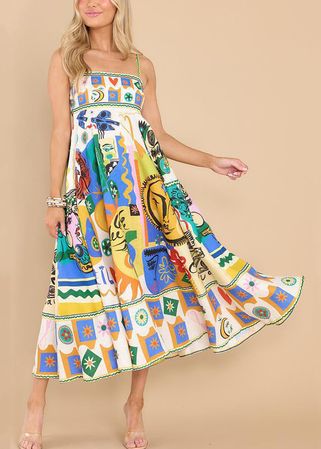 Beautiful Multi Print Spaghetti Strap Dress Sleeveless