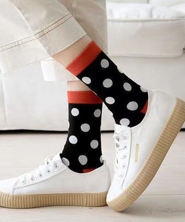 Beautiful Navy Dot Jacquard Comfy Cotton Crew Socks