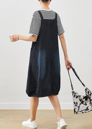 Beautiful Navy Oversized Striped Cotton Two Pieces Set Summer