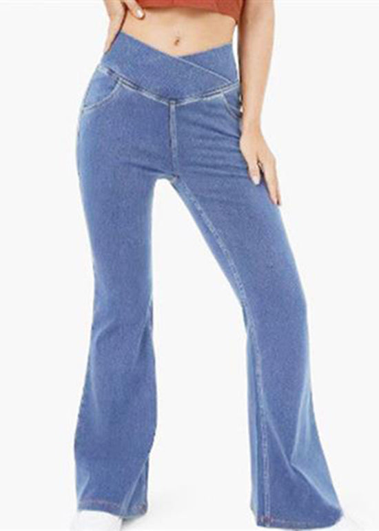 Beautiful Navy Versatile Denim Flare Bottoms Spring