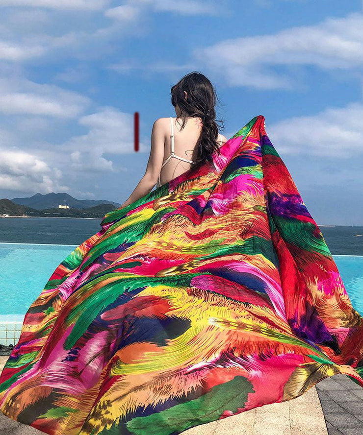 Beautiful Oversized Print Chiffon Beach Shawl