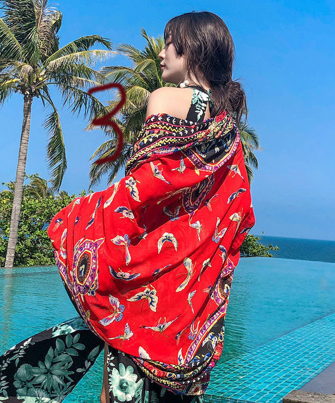 Beautiful Oversized Print Chiffon Beach Shawl