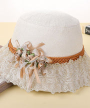 Beautiful Pink Lace Patchwork Floral Linen Floppy Sun Hat