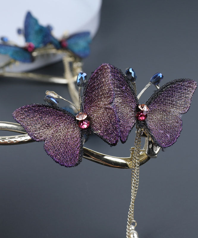 Beautiful Purple Alloy Butterfly Tassel Hairpin