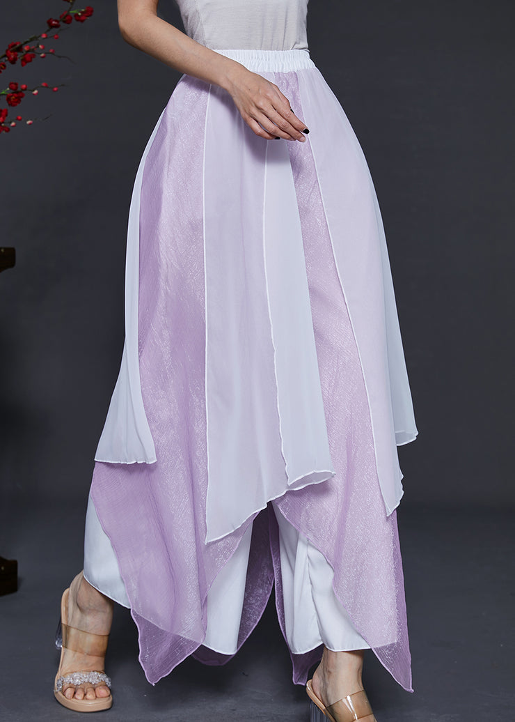 Beautiful Purple Asymmetrical Chiffon Dance Skirt Pants Summer