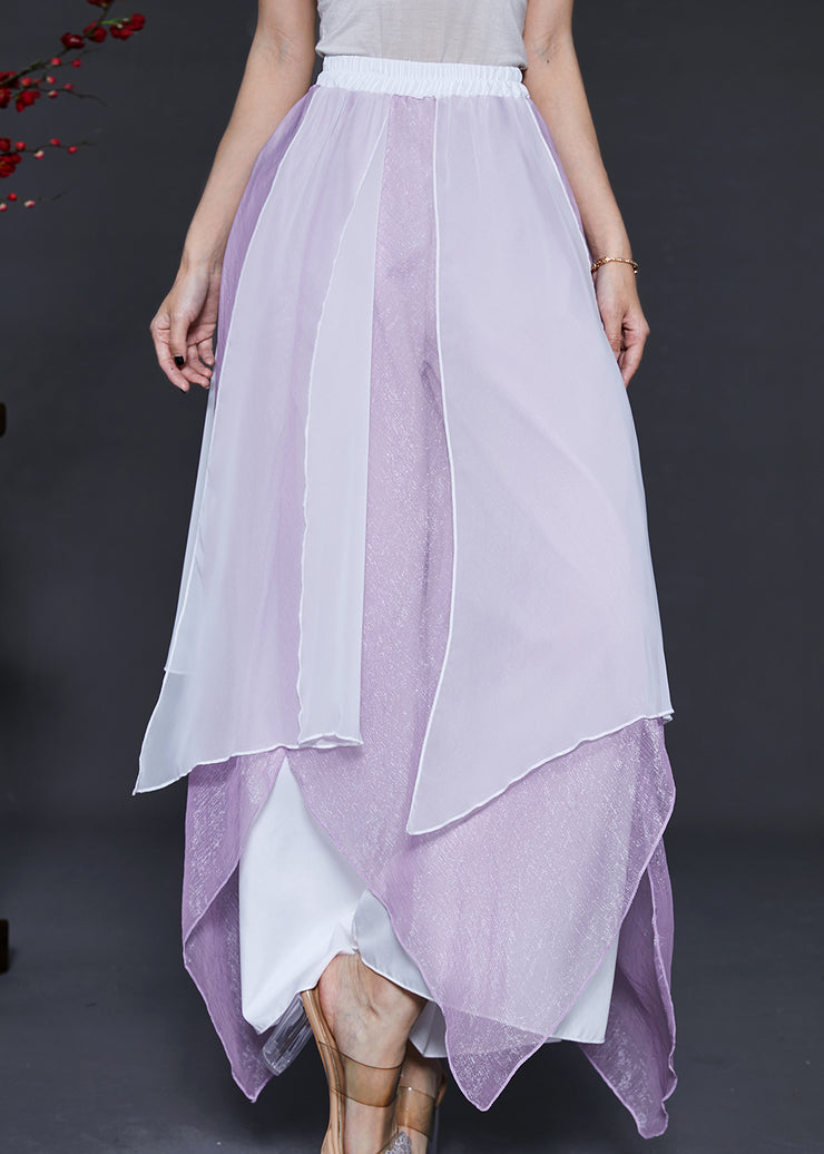 Beautiful Purple Asymmetrical Chiffon Dance Skirt Pants Summer