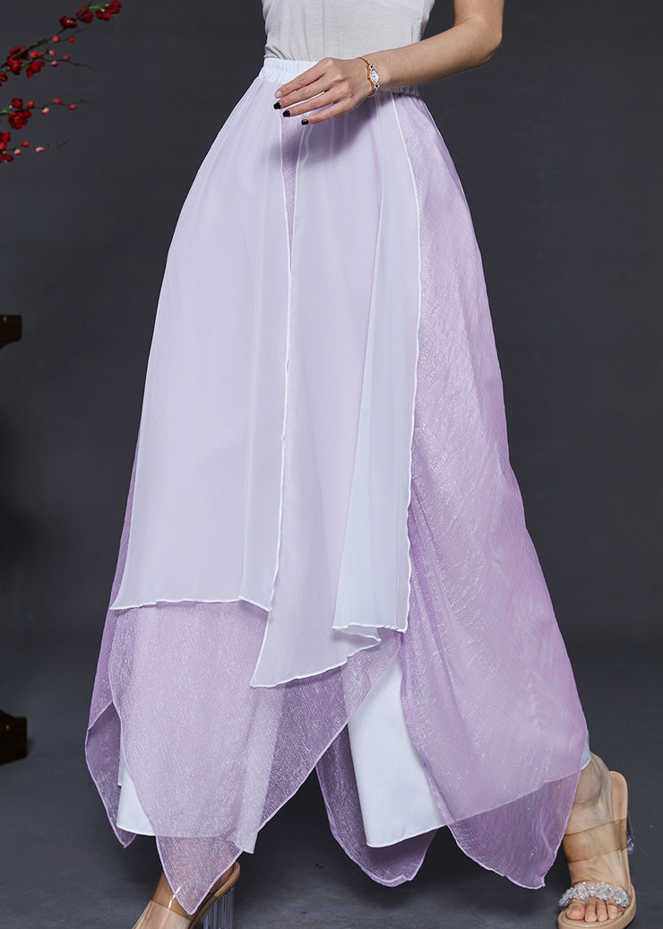 Beautiful Purple Asymmetrical Chiffon Dance Skirt Pants Summer