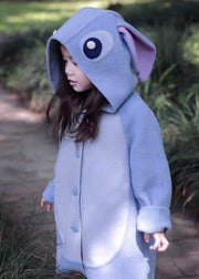 Beautiful Purple Hooded Pockets Patchwork Woolen Girls Coat Spring