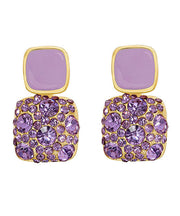 Beautiful Purple Metal Gem Stone Stud Earrings