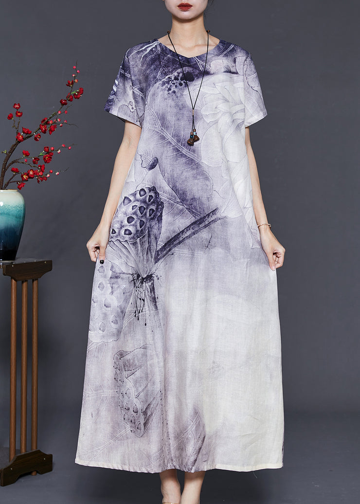 Beautiful Purple Tie Dye Cotton Long Dress Summer