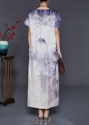 Beautiful Purple Tie Dye Cotton Long Dress Summer