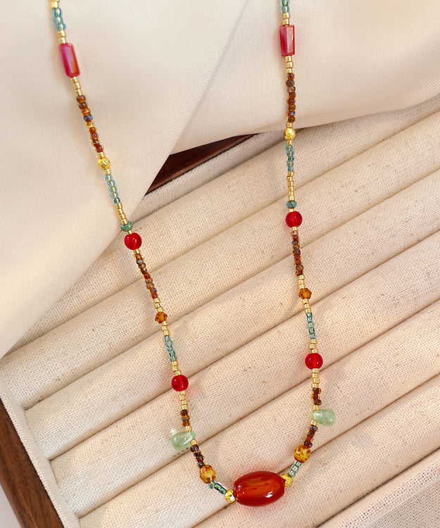 Beautiful Rainbow Beading Agate Princess Necklace