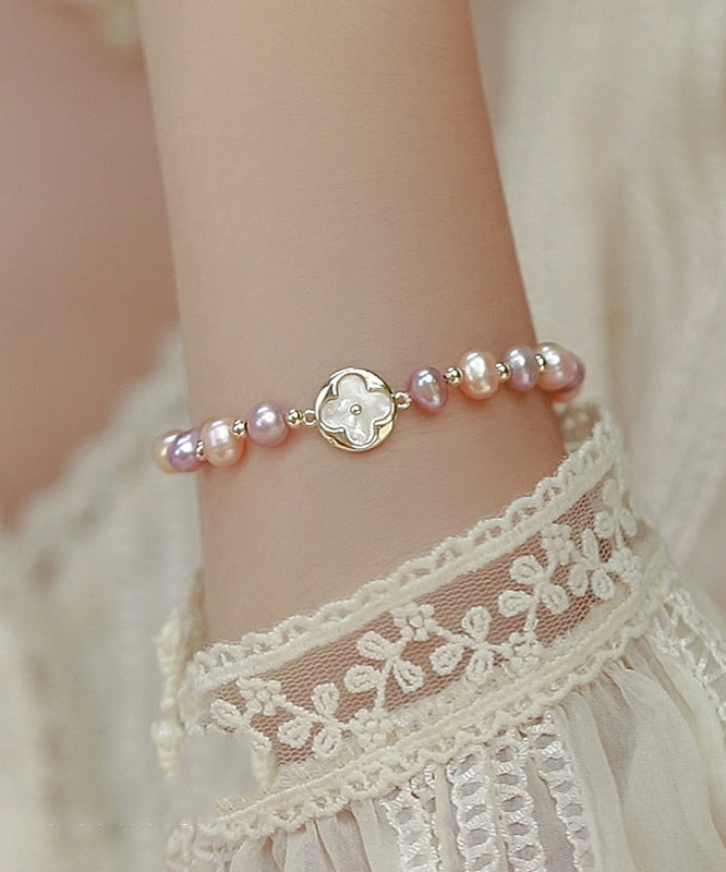 Beautiful Rainbow Sterling Silver Alloy Pearl Beading Bracelet