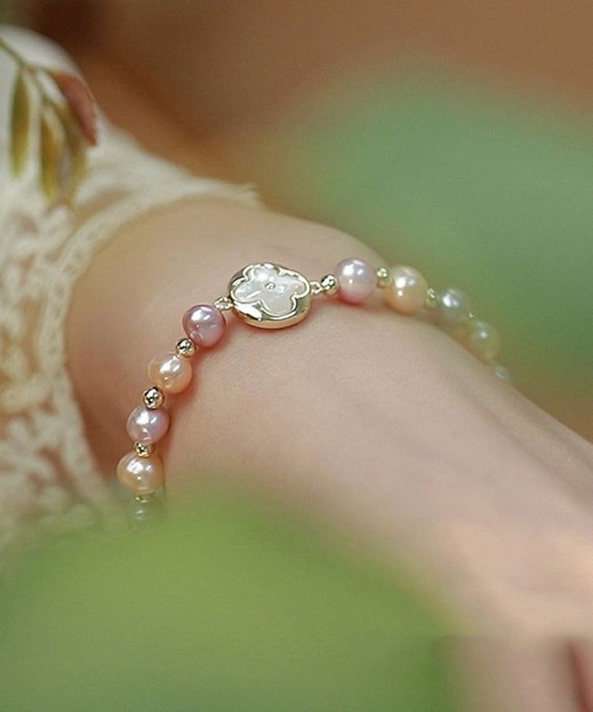 Beautiful Rainbow Sterling Silver Alloy Pearl Beading Bracelet