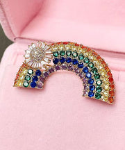 Beautiful Rainbow Zircon Crystal Floral Rainbow Brooches