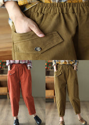 Beautiful Red Elastic Waist Oversized Solid Cotton Harem Pants Fall