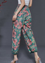 Beautiful Red Floral Tie Dye Linen Pants Summer